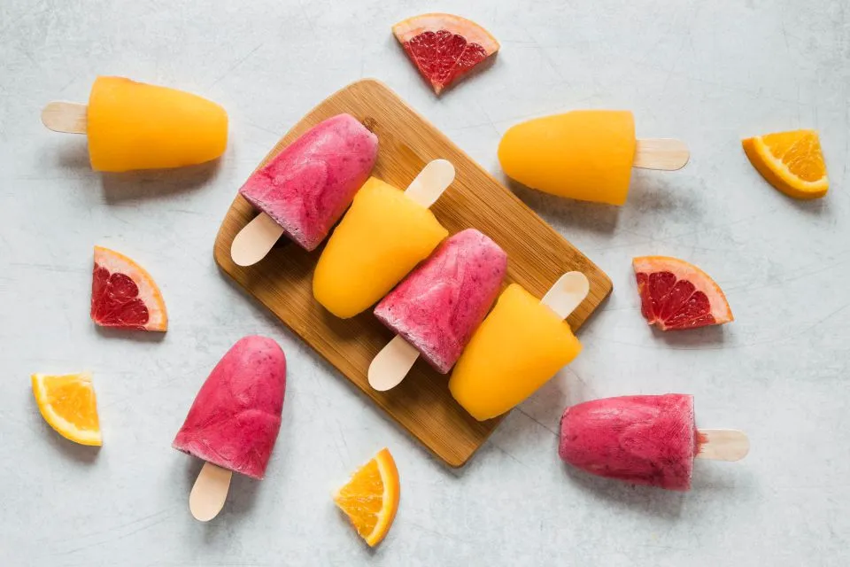 picolés de frutas cítricas