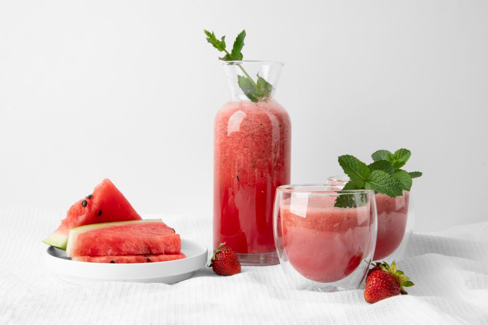 smoothie de morango e melancia